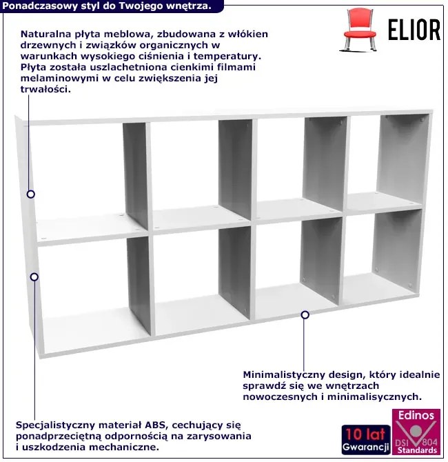 Biały regał do gabinetu skandynawskiego - Atela 5x