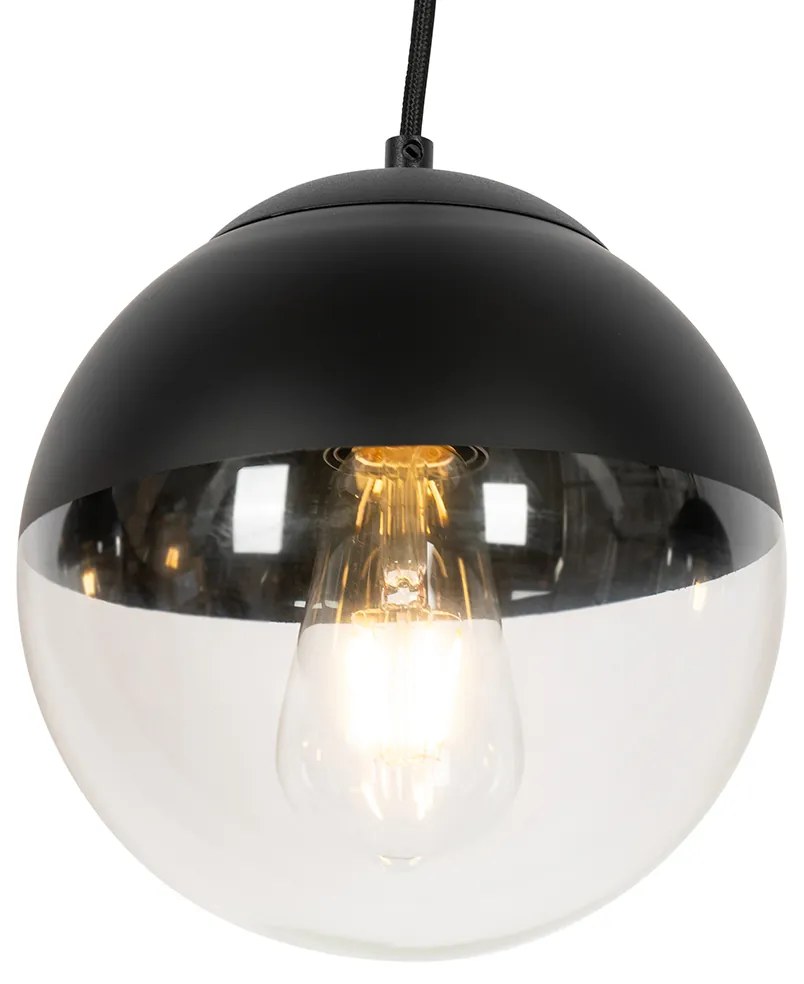Retrowska lampa wisząca czarna z przezroczystym szklanym kloszem prostokątnym 3-światłowa - Eclipse Retro Oswietlenie wewnetrzne