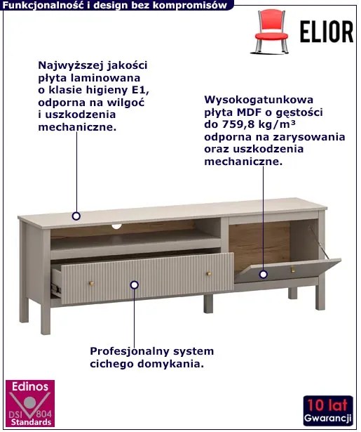 Szafka pod telewizor w kolorze taupe - Envilo 12X