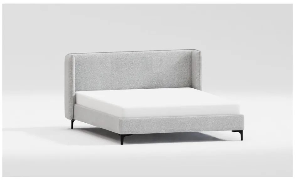 Szare tapicerowane łóżko dwuosobowe ze stelażem 160x200 cm Basti – Ropez