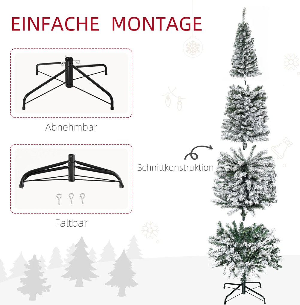 HOMCOM Sztuczna Choinka 180 cm Księżyca Sosna z Pokrywą Śniegu, 492 Gałązki do Wnętrz | Aosom PL