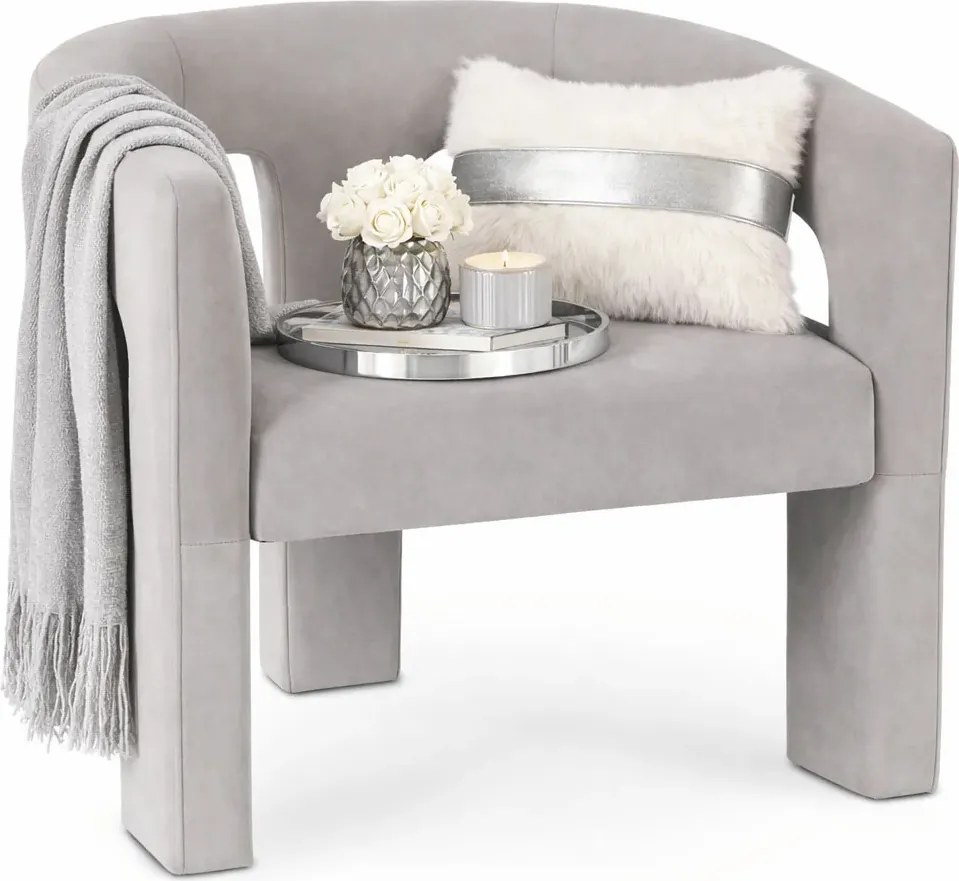 Szary fotel welurowy w stylu nowoczesnym P2-N86