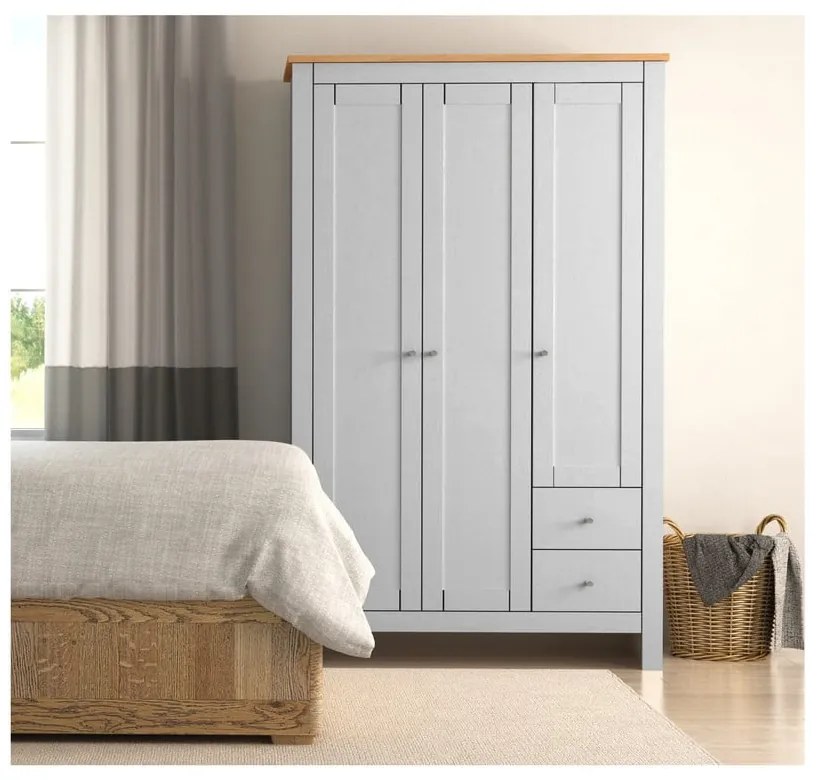 Szaro-naturalna szafa w dekorze dębu 112x180 cm Emerald – Støraa
