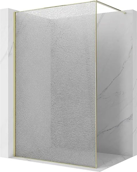 Mexen Kioto ścianka prysznicowa Walk-in 150 x 200 cm, crackle transparent 12 mm, złota - 800-150-101-50-04-X