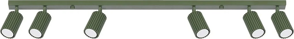 Lampa Sufitowa Minimalistyczny Karbon, Aluminium - 6 Źródło - L.117 X H.16.5 Cm - Zielony Oliwkowy