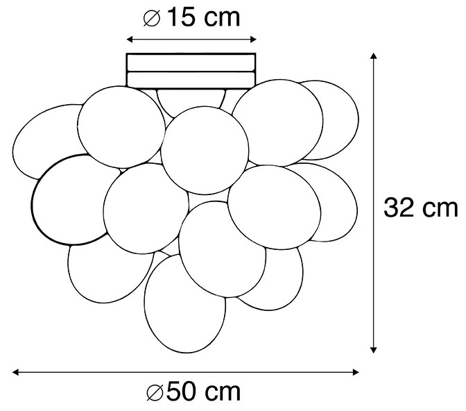 Inteligentna lampa sufitowa czarna z bursztynowym szkłem, 6-punktowa, z 6 żarówkami WiFi G9 - Uvas ArtDeco Oswietlenie wewnetrzne