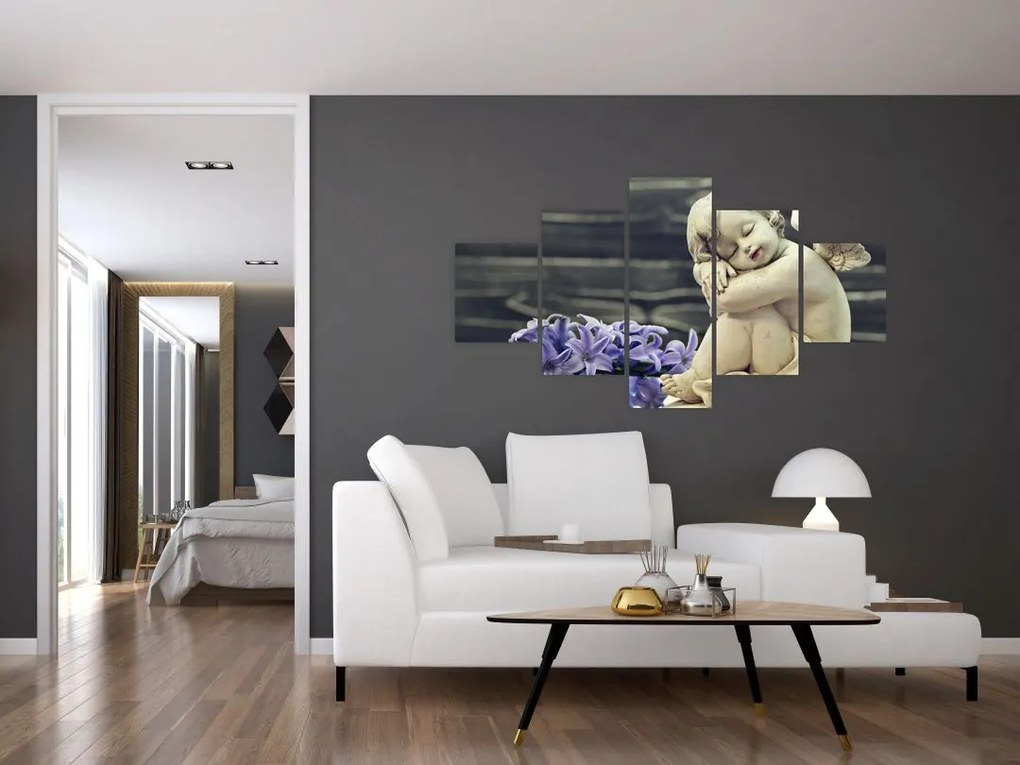 Obraz anioła z kwiatem (125x70 cm)