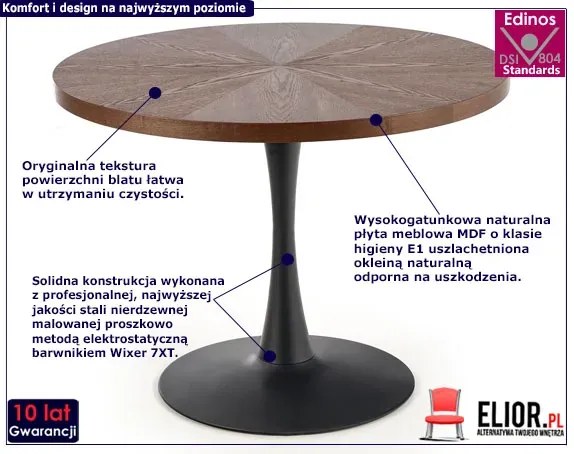 Nowoczesny okrągły stół orzech - Bolva