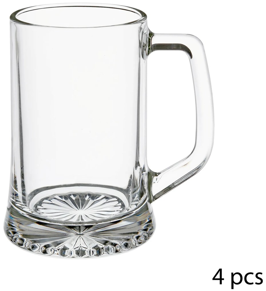 Kufle do piwa z uchem, 4 szt. 320 ml