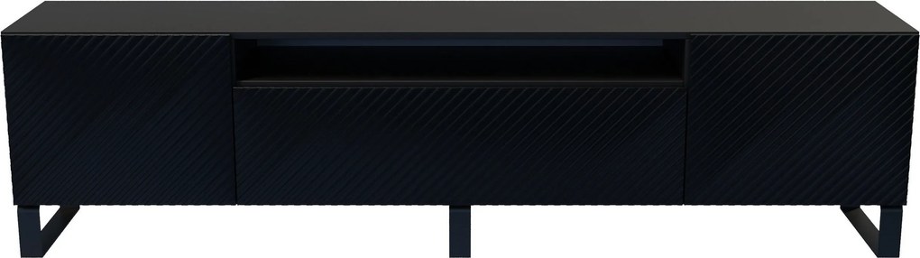 Szafka RTV CAVA - Czarny / Stojąca / Front Czarny / 3 drzwi / 200 cm