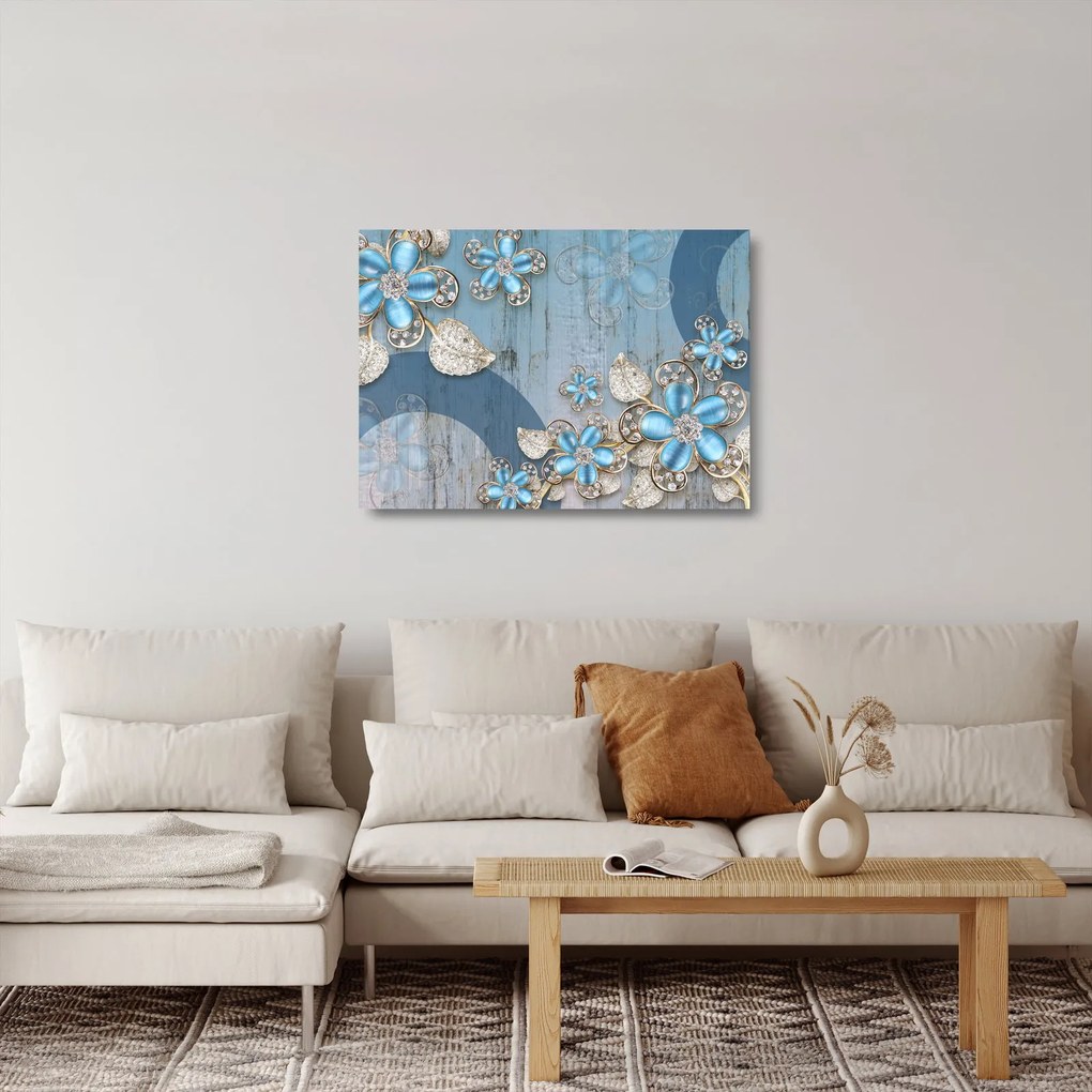 Obraz na szkle - Niebieskie kwiaty (70x50 cm)