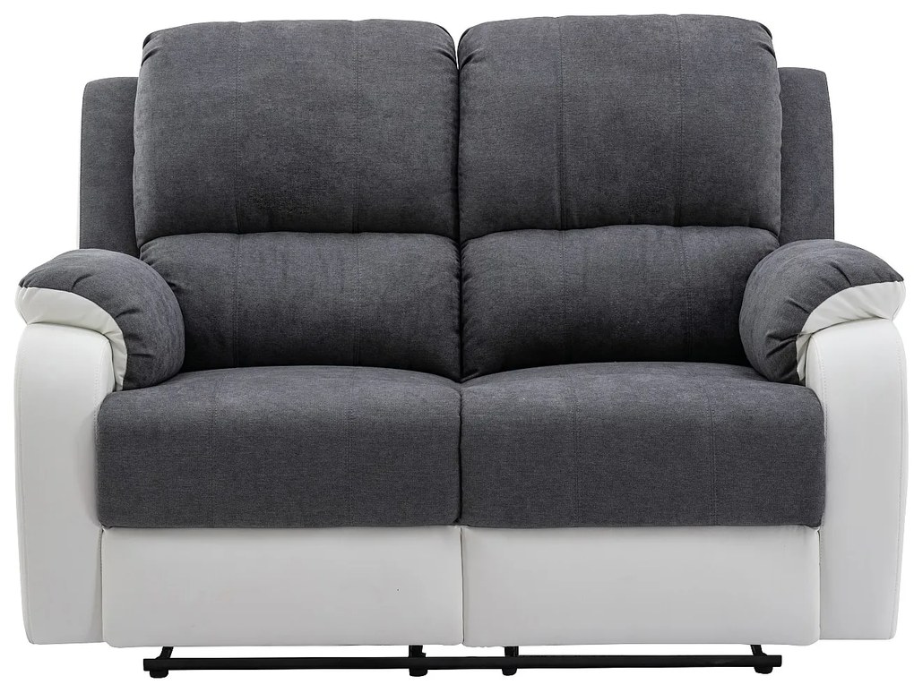 Kanapa 2-osobowa z funkcją relax z mikrofibry i ekoskóry Kolor szary i biały BRODY