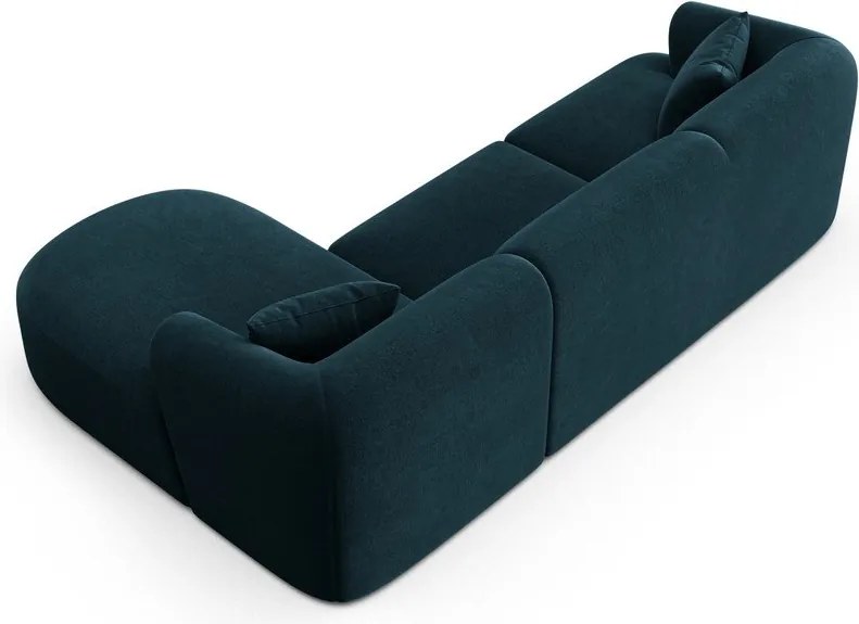 Morski aksamitny narożnik (prawostronny/z szezlongiem) Campi – Cosmopolitan Design