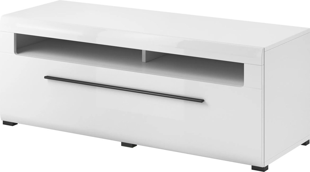 Szafka RTV stojąca TULLIA 140 cm do Salonu pod Telewizor 2 Szuflady - Biały