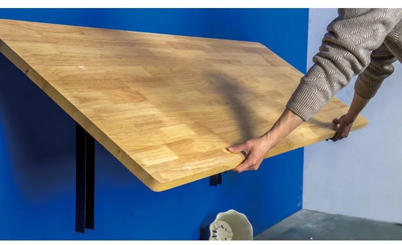 Stół składany montowany do ściany, połączenie bukowe, 1200 x 580 mm