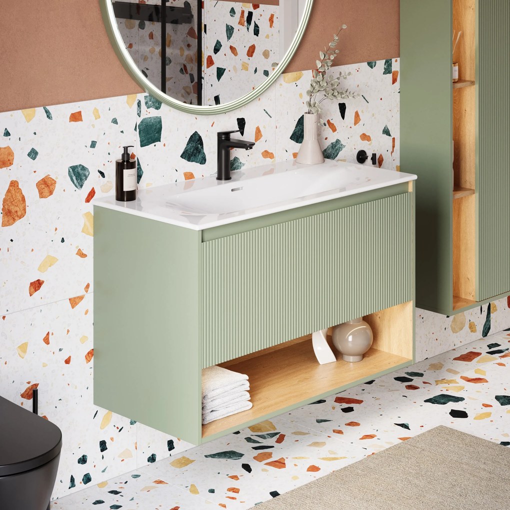 Szafka pod umywalkę BELDIVO 100 cm z umywalką ceramiczną