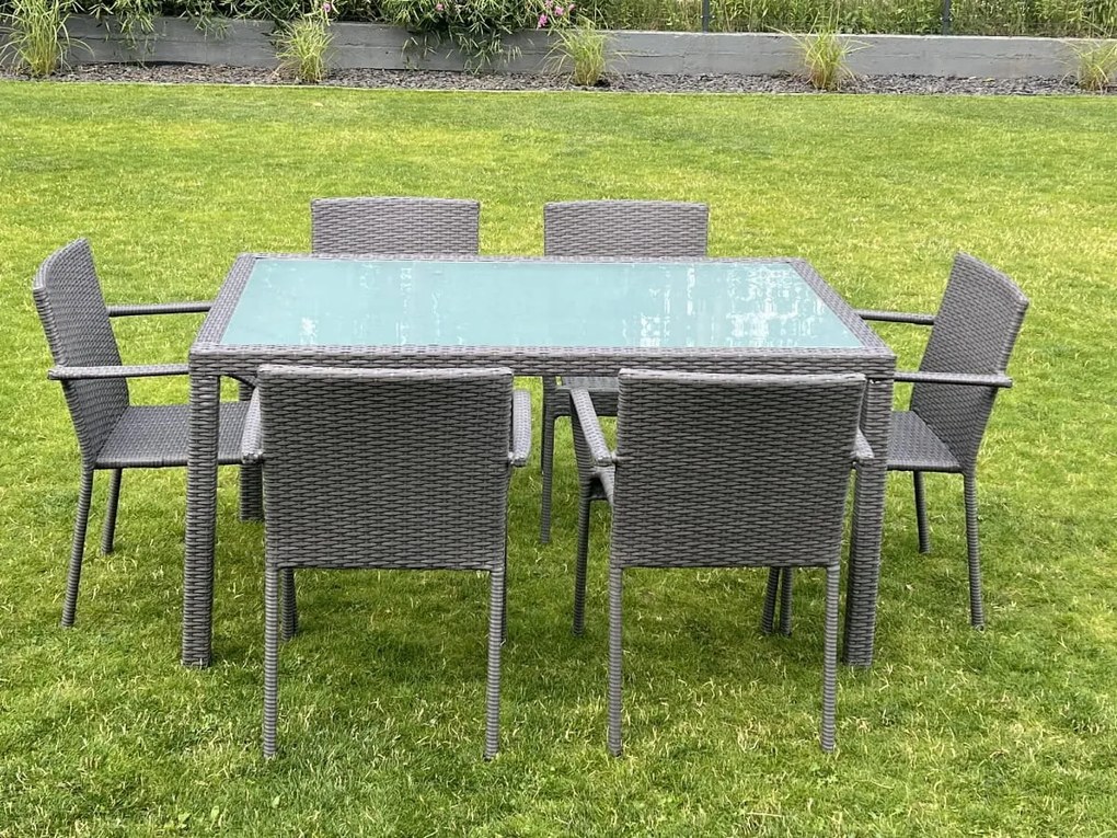 Zestaw mebli obiadowych AVVICENTE szary technorattan outlet