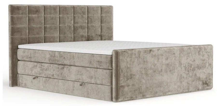 Jasnobrązowe łóżko kontynentalne ze schowkiem 200x200 cm Ava – Maison de Rêve