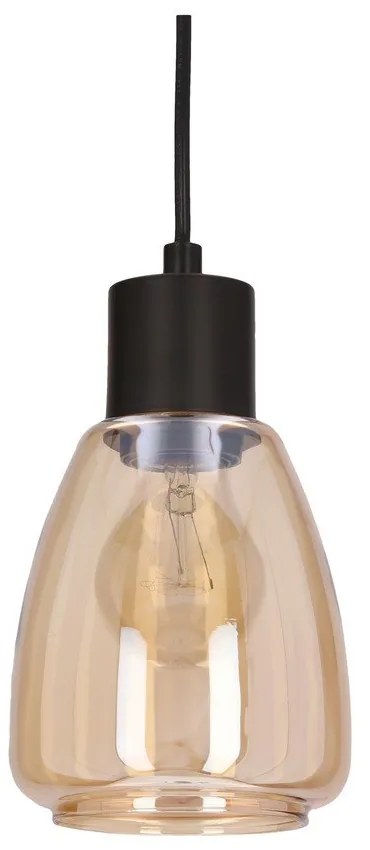 Czarna lampa wisząca ze szklanym kloszem ø 12 cm Moldo – Candellux Lighting