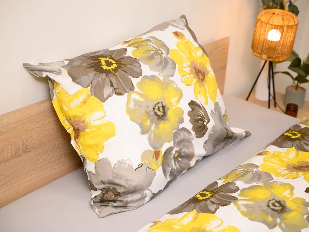 PrzytulneMieszkanie.pl PrzytulneMieszkanie.pl Pościel z mikrofibry FEONELLE żółto-szara Rozmiar pościeli: 2 szt 70 x 90 cm | 200 x 220 cm