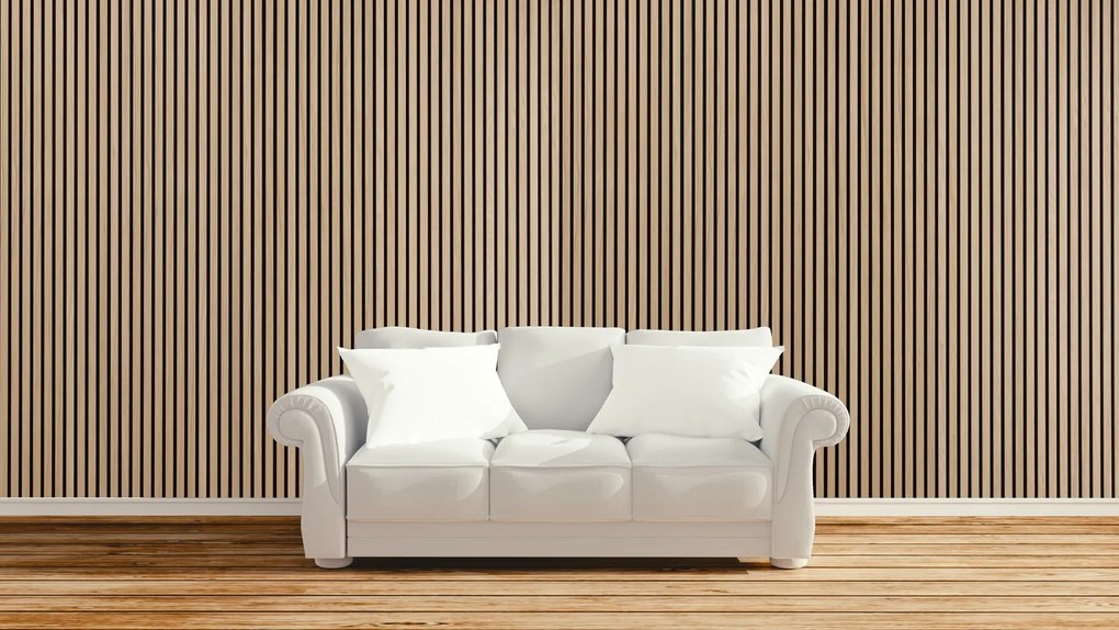 Drewniany panel akustyczny, 2400 x 600 mm, czarny podkład, brzoza