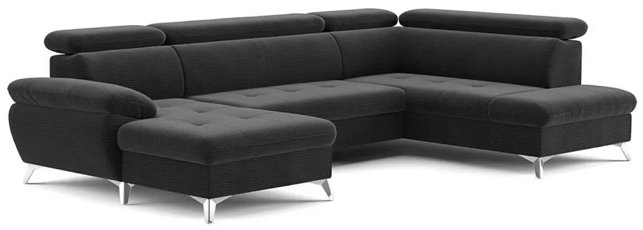 Narożna rozkładana sofa z pojemnikiem U CATANIA prawa grafit