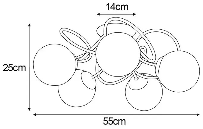 Pięcioramienna nowoczesna lampa sufitowa - A207 Horizonte 5X