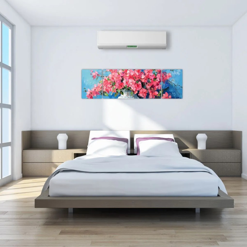 Obraz - Wazon z różowymi kwiatami (170x50 cm)