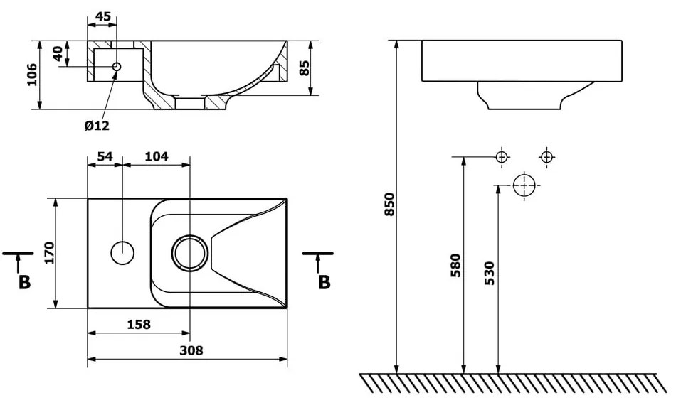 Jasnoszara betonowa umywalka 31x17 cm Piccolino – Sapho