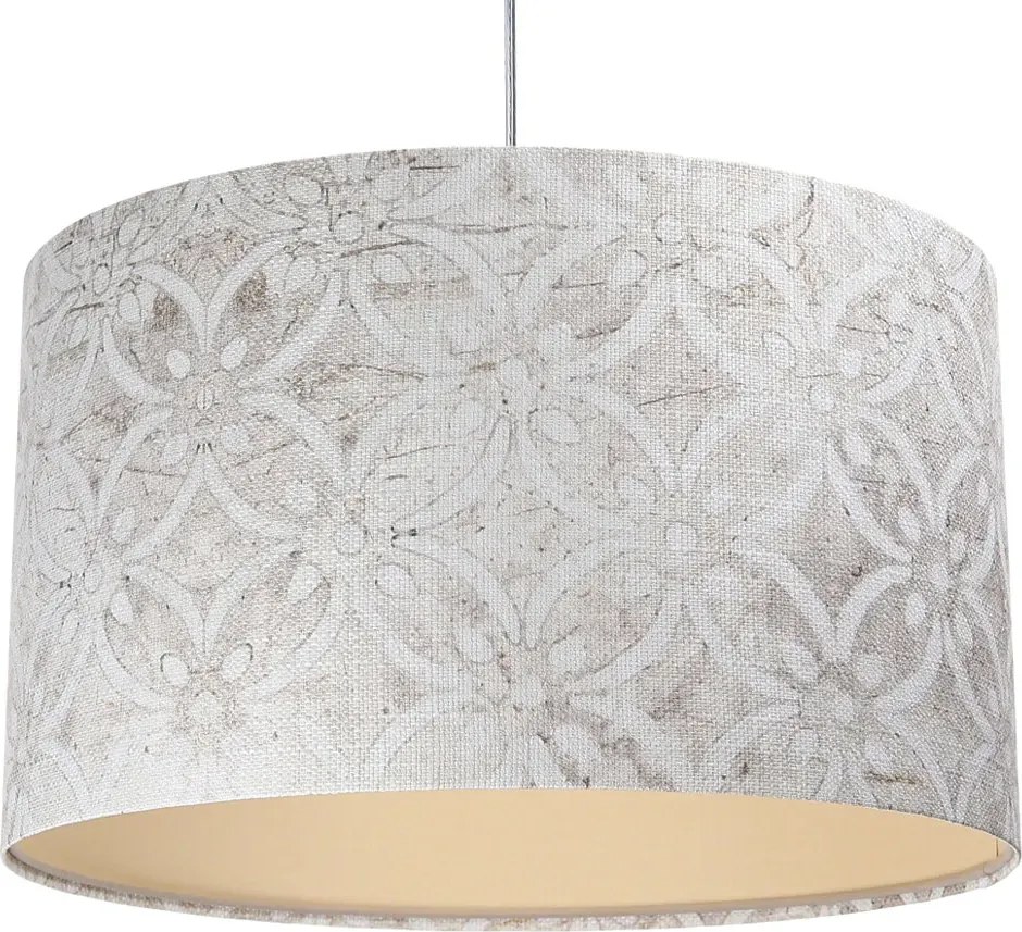 Szaro-kremowa lampa wisząca ze zdobionym abażurem - S363 H3-W69