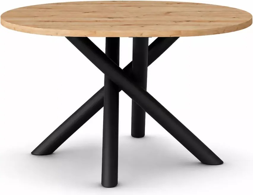 Nowoczesny stół YOKO owalny 138 cm do jadalni – blat laminowany, metalowe czarne nogi