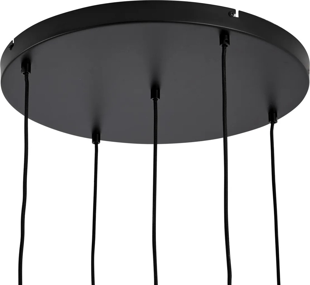 Lampa wisząca w stylu Hotel Chic czarno-złota z zielonym szkłem 5-źródłowa - Zuzanna