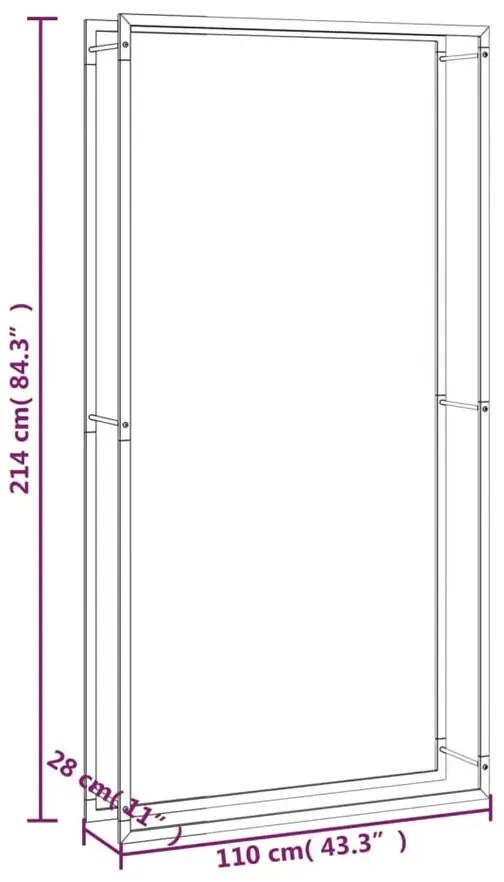 Metalowy stojak na drewno kominkowe - Erwi 6X 110x28x214