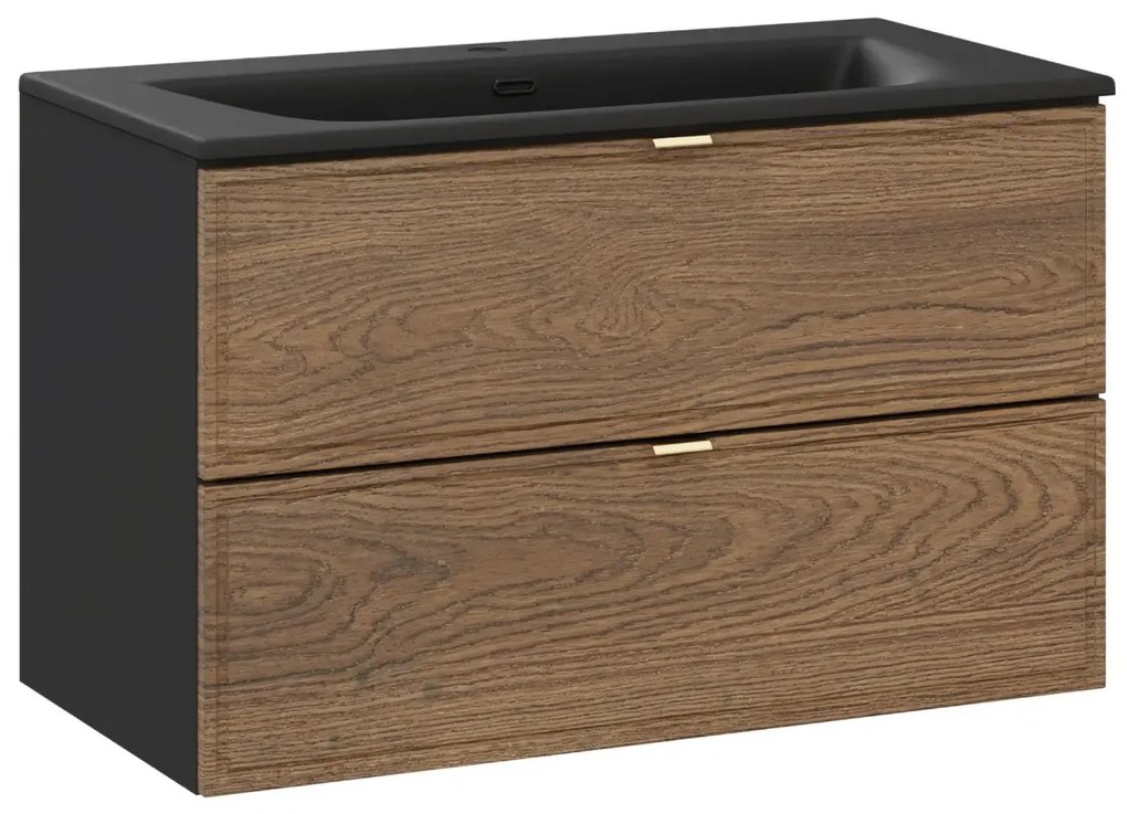 Szafka pod umywalkę TALIA CASELLA 2S 80cm dąb casella/czarny mat COMAD