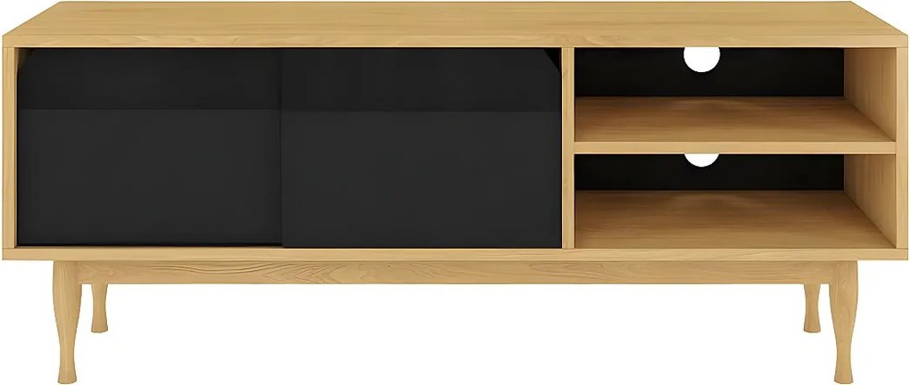 Szafka Rtv Elza Black na dębowych nogach / szer. 135 cm