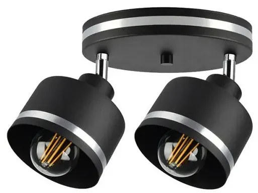 Czarna lampa sufitowa z dwoma reflektorami - V124-Torini