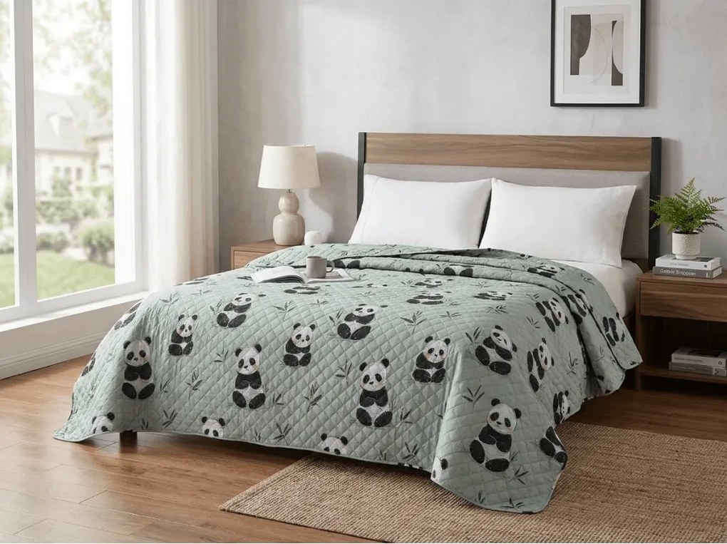 Narzuta na łóżko PANDA RELAX zielony Rozmiar: 170 x 210 cm
