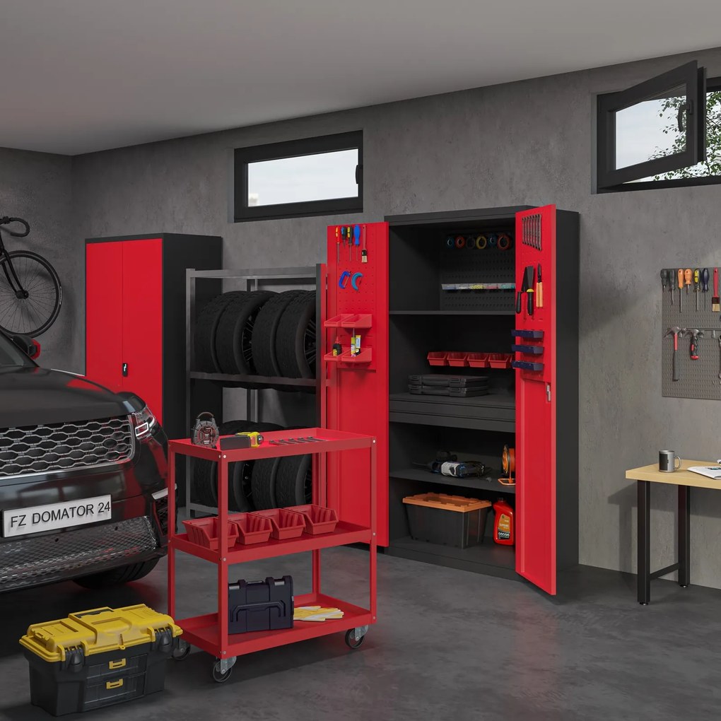 Szafa narzędziowa z 2 szufladami Szymon 92x50x185 cm antracyt/czerwony