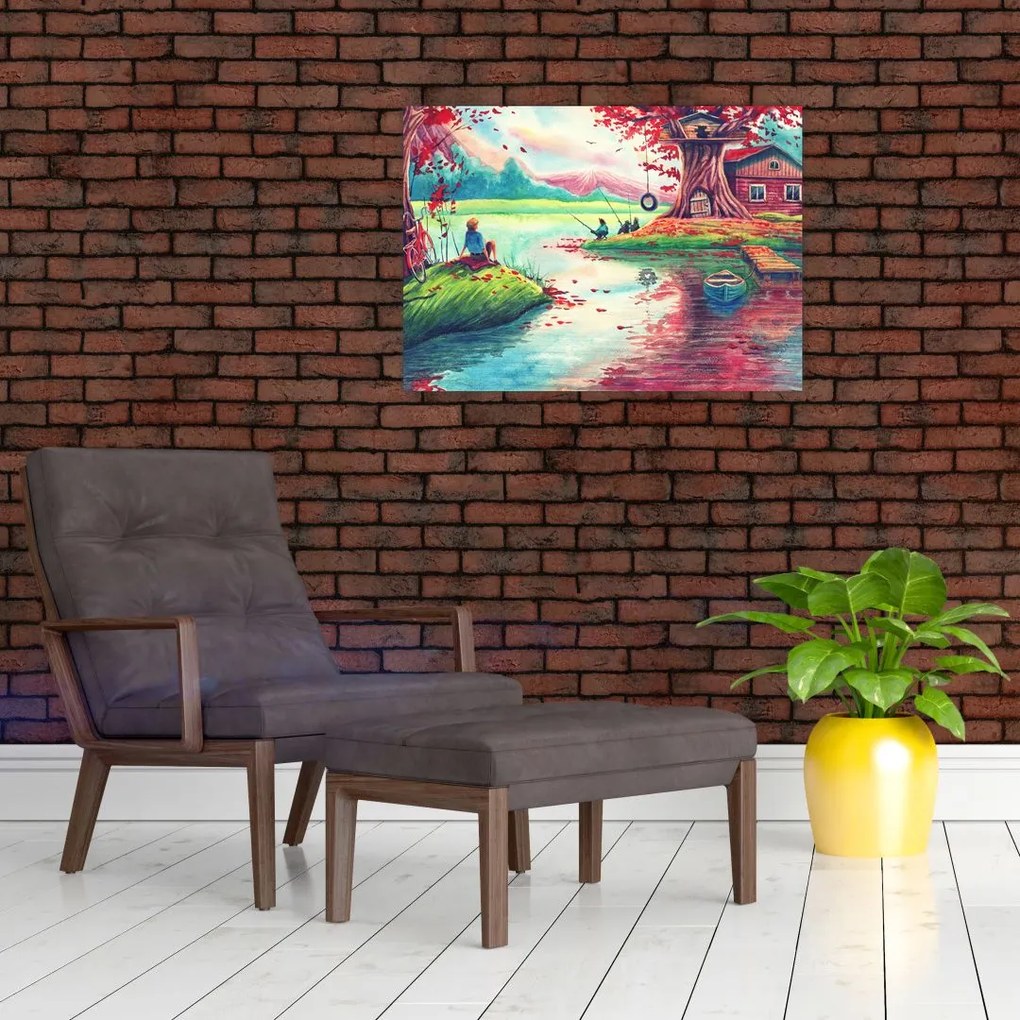 Obraz - Akwarela, Bay in a mountain village (70x50 cm)