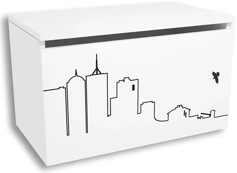 Biała skrzynia na zabawki mat W6-D97