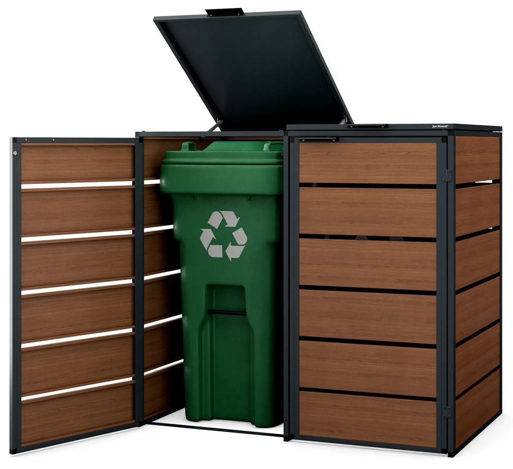 Zabudowa śmietnikowa 240L dwukomorowa, antracyt - orzech