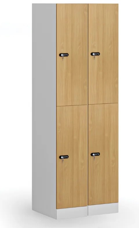 Szafka skrytkowa S1, 2 schowki, 1850 x 300 x 500 mm, demontaż, zamek mechaniczny z kodem, drzwi laminowane, orzech