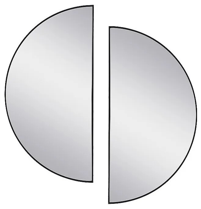 Zestaw 2 designerskich półokrągłych luster z metalu - Dł.50 x Wys.100 cm - Czarne - GAVRA