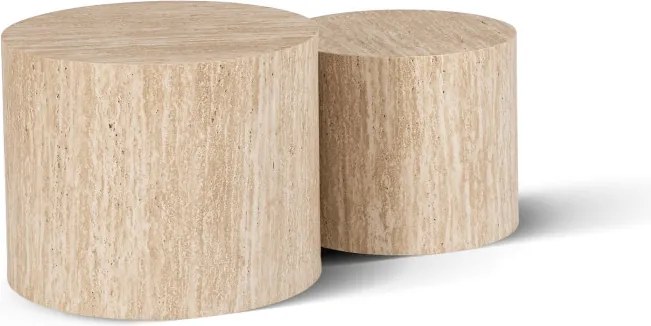 Zestaw Stolików Kawowych LEILA 38 cm/48 cm Trawertyn Nowoczesny