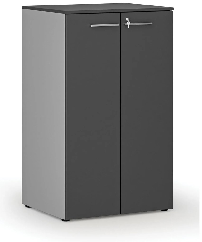 Szafa biurowa z drzwiami PRIMO GRAY, 3 półki, 800 x 640 x 1335 mm, szary/grafit