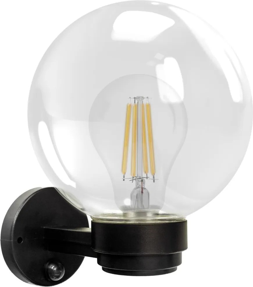 Brilagi - Zewnętrzna lampa ścienna z czujnikiem HARBOR 1xE27/40W/230V IP33 czarna/przezroczysta