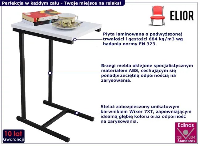 Minimalistyczny stolik boczny czarny + biały - Liros 4X