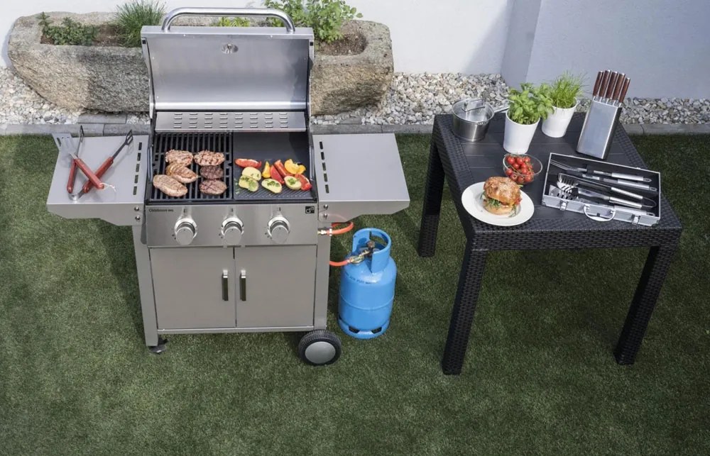 Grill gazowy OKLAHOMA BBQ, 4 palniki, z reduktorem, srebrny Penta CZ