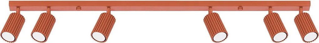 Lampa Sufitowa Minimalistyczny Karbon, Aluminium - 6 Źródło - L.117 X H.16.5 Cm - Ochra Czerwona