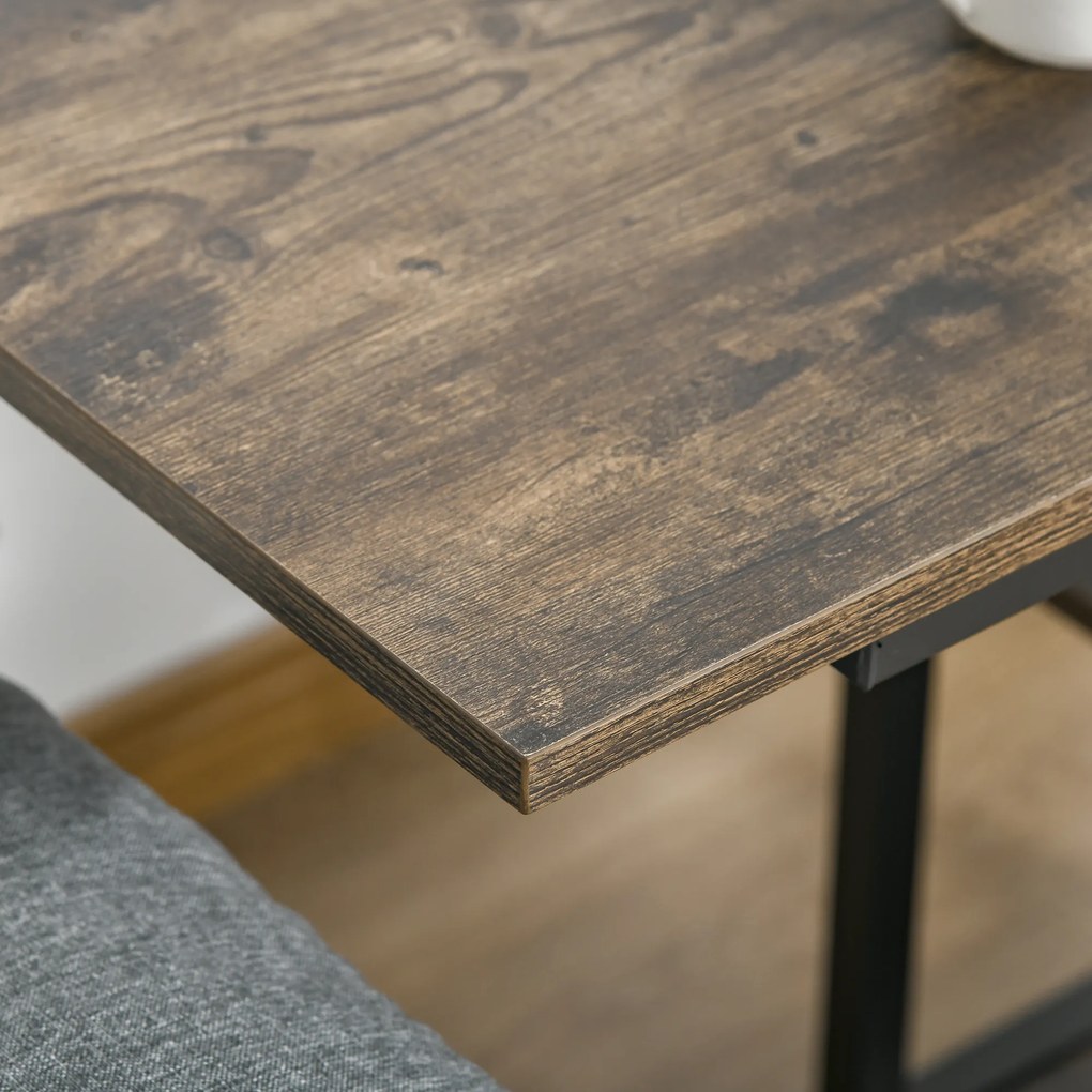 Stolik pomocniczy Stolik na kółkach do kanapy z regulacją wysokości 2 dolne półki jadalnia | Aosom.pl